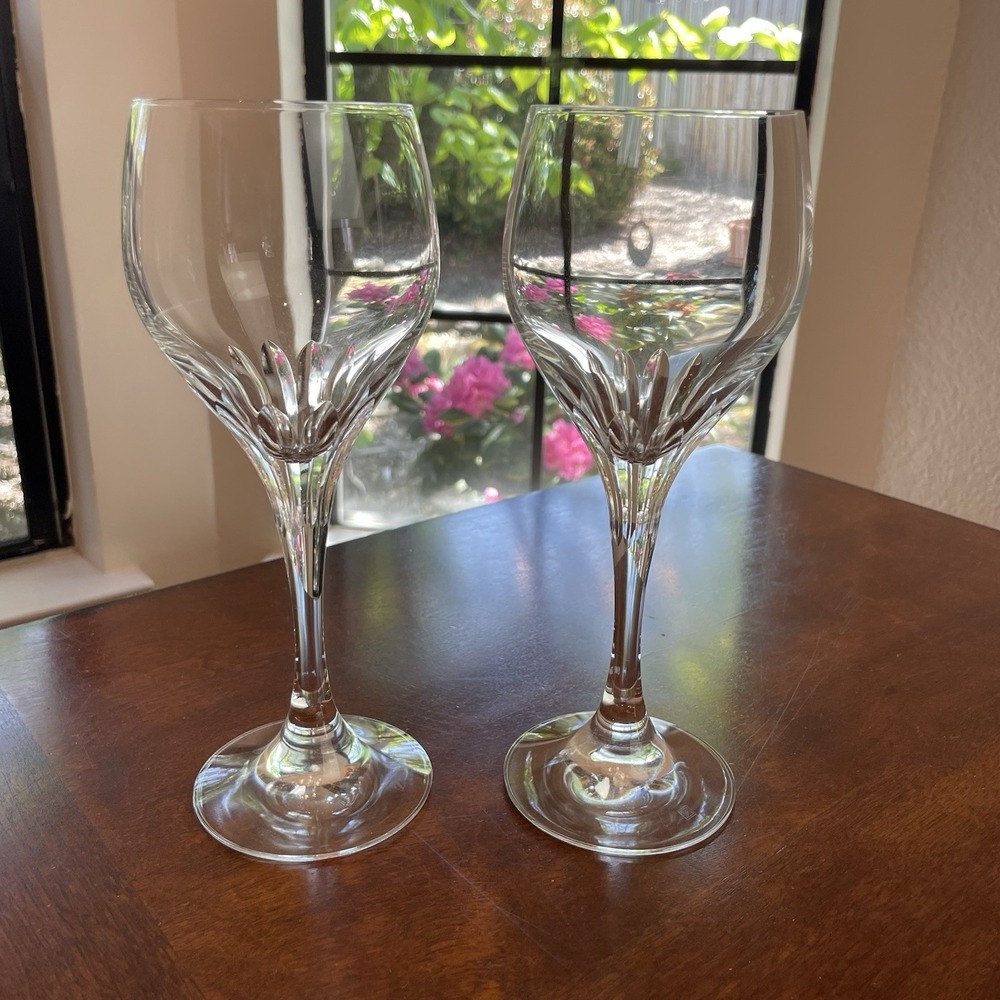 2 Vintage Scott Zwiesel "Revue" Fine Cut Crystal Wine Glasses 8" Fine Dining